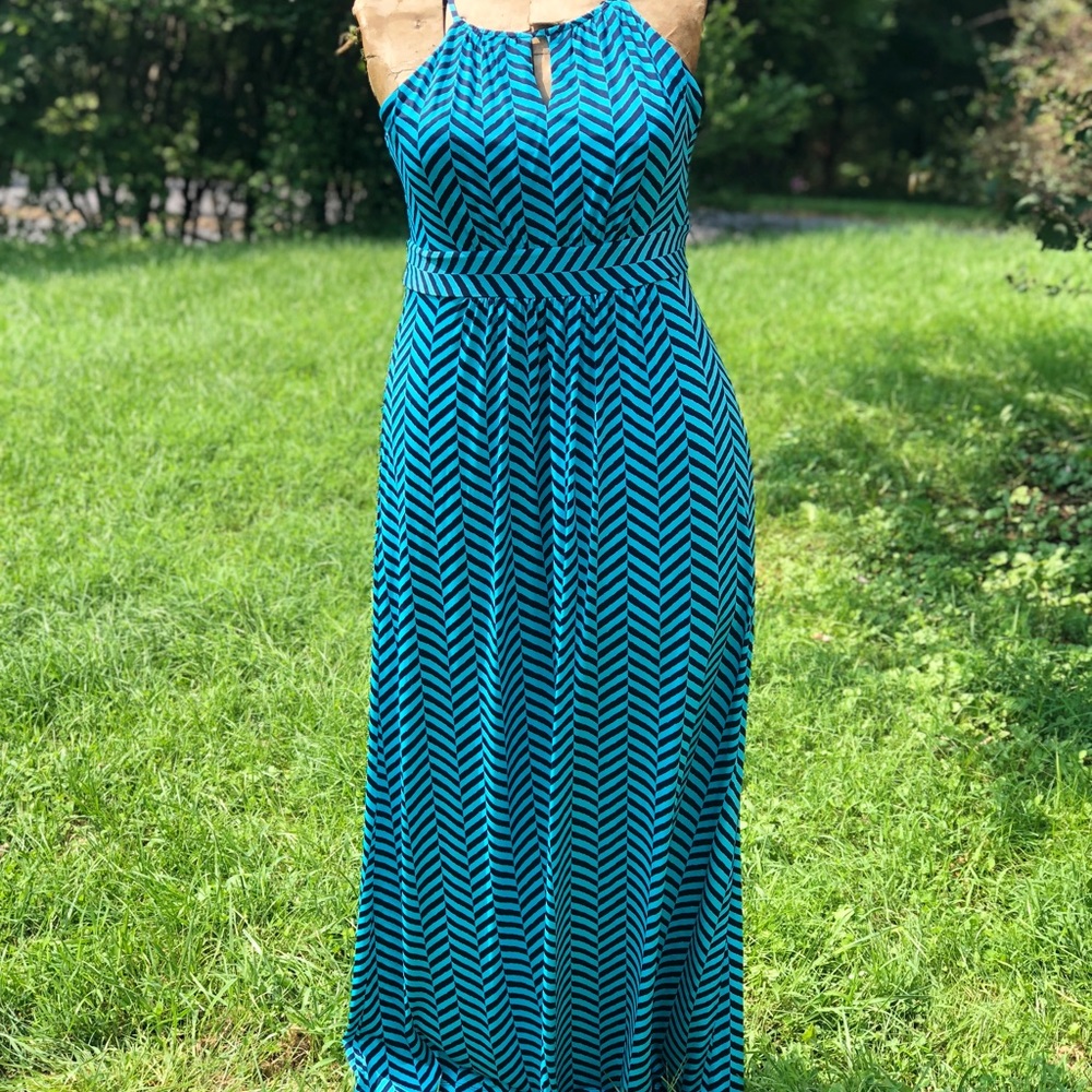 LOFT Diagonal Stripe Maxi Dress